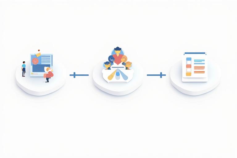 A visual representation of virtual Q&A session steps: submit question, live session, access recording, resources.