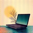 Icon of a balanced digital device and nature