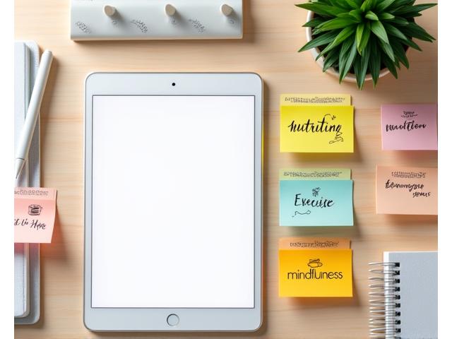 Creative mind mapping with sticky notes and pens, representing content ideas.