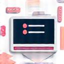 Icon representing live interactive learning, with chat bubbles and a video screen.